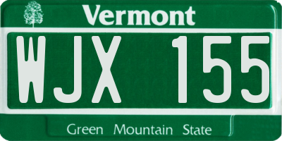 VT license plate WJX155