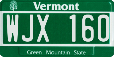 VT license plate WJX160