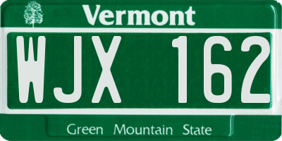 VT license plate WJX162
