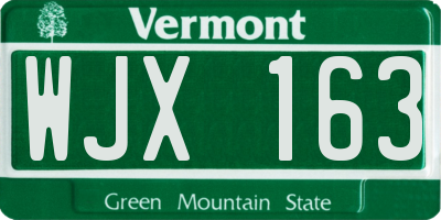 VT license plate WJX163