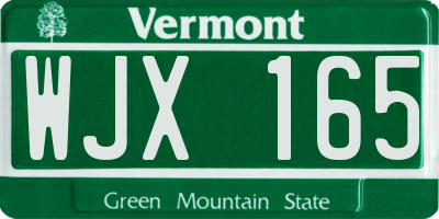 VT license plate WJX165