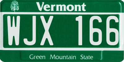 VT license plate WJX166