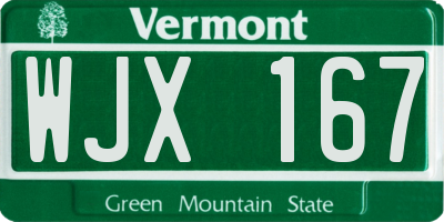 VT license plate WJX167