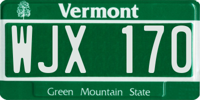 VT license plate WJX170
