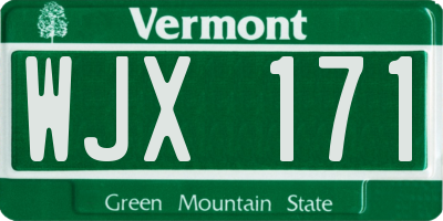 VT license plate WJX171
