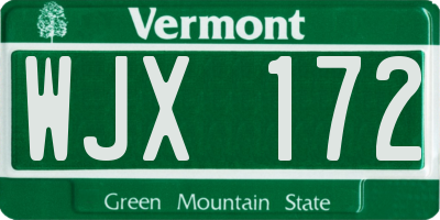 VT license plate WJX172