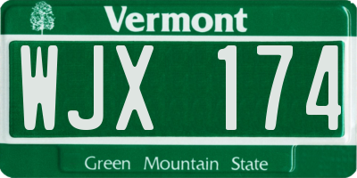 VT license plate WJX174