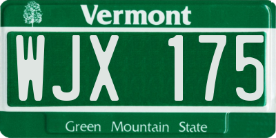 VT license plate WJX175