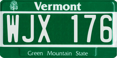 VT license plate WJX176