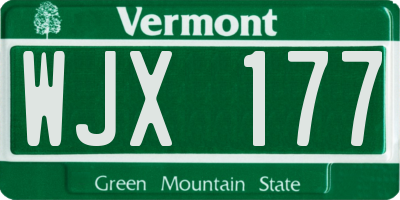 VT license plate WJX177