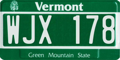 VT license plate WJX178