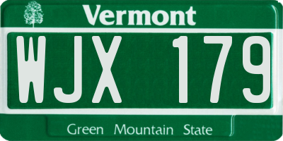 VT license plate WJX179