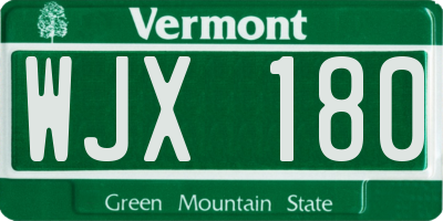 VT license plate WJX180