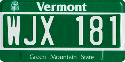 VT license plate WJX181