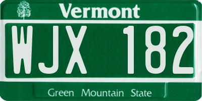VT license plate WJX182
