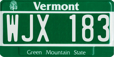 VT license plate WJX183