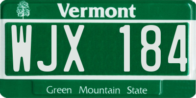 VT license plate WJX184