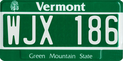 VT license plate WJX186