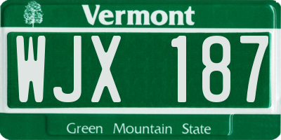 VT license plate WJX187