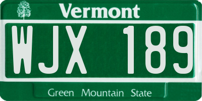 VT license plate WJX189