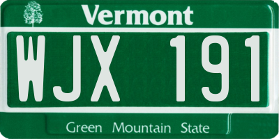 VT license plate WJX191