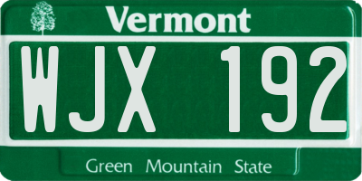 VT license plate WJX192
