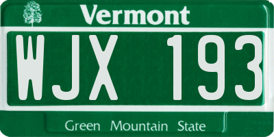 VT license plate WJX193