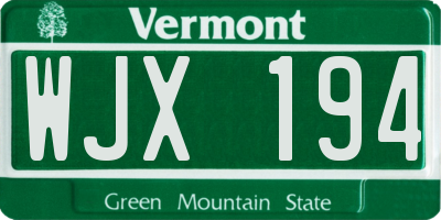 VT license plate WJX194
