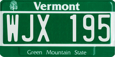 VT license plate WJX195