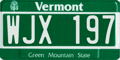 VT license plate WJX197
