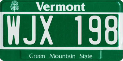 VT license plate WJX198