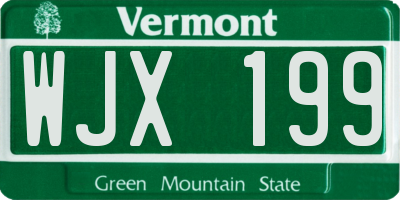 VT license plate WJX199