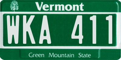 VT license plate WKA411