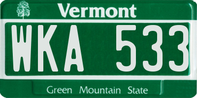 VT license plate WKA533
