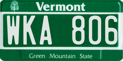 VT license plate WKA806