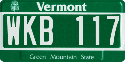 VT license plate WKB117
