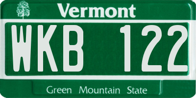 VT license plate WKB122