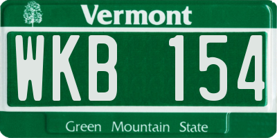 VT license plate WKB154