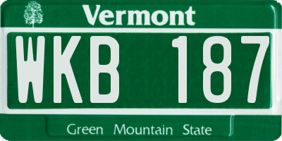 VT license plate WKB187