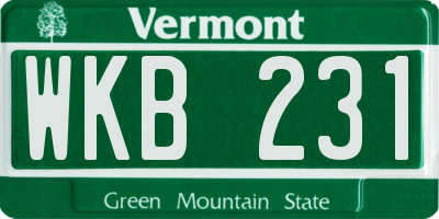VT license plate WKB231