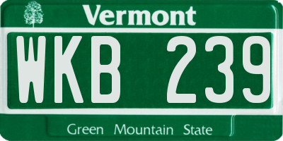 VT license plate WKB239