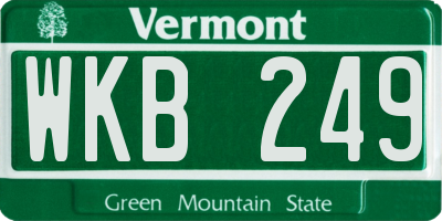 VT license plate WKB249