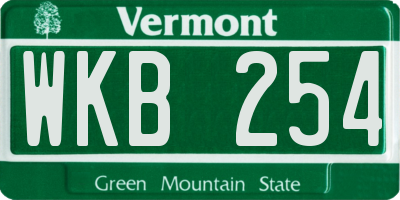 VT license plate WKB254