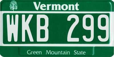 VT license plate WKB299