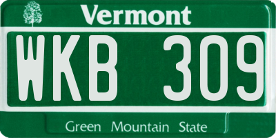 VT license plate WKB309