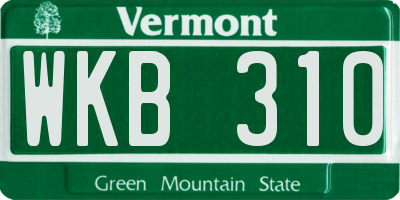 VT license plate WKB310