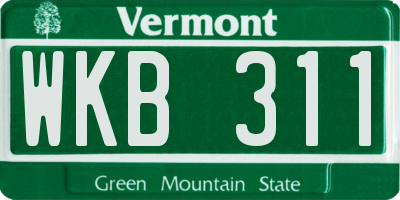 VT license plate WKB311