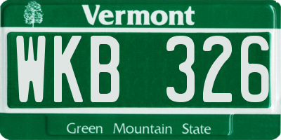 VT license plate WKB326