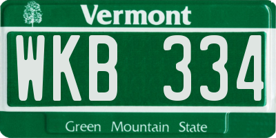 VT license plate WKB334