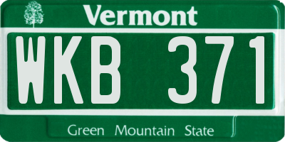 VT license plate WKB371